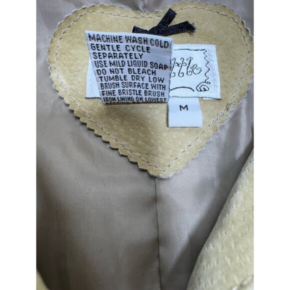 Live A Little Women’s Suede Leather Moto Jacket Size Medium Chartreuse Lined - Picture 6 of 9